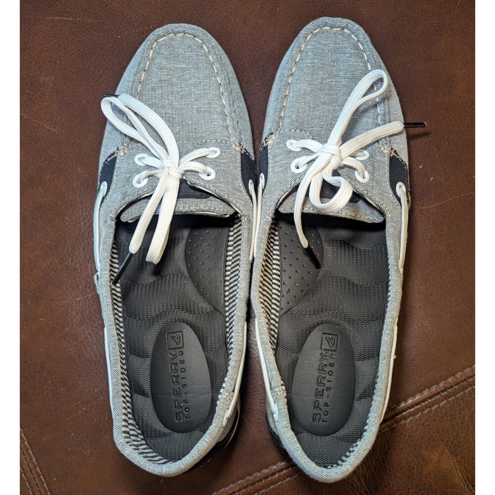 Sperry Leather Top Siders Boat Shoes Loafers Flats Black White Size 8.5 - Picture 2 of 10